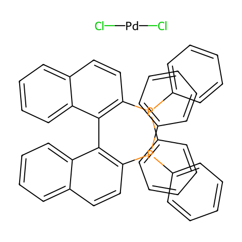 [(R)-(+)二(联苯基膦)联萘]氯化钯(II)结构图