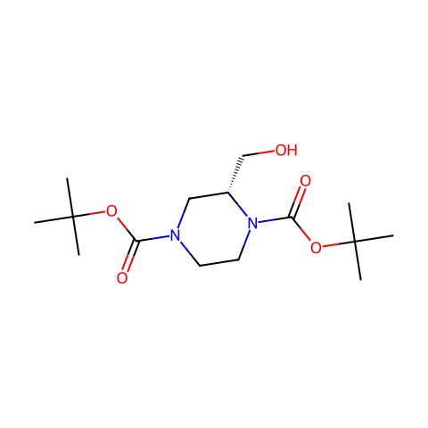 ditert-butyl (2R)-2-(hydroxymethyl)piperazine-1,4-dicarboxylate结构图