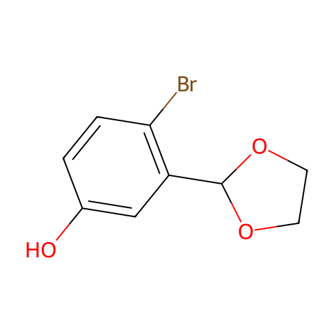 4-溴-3-(1,3-二氧戊环-2-基)苯酚结构图