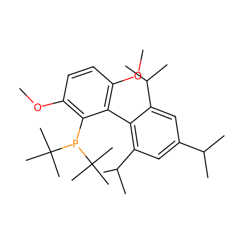 二叔丁基(2,4,6-三异丙酯- 3,6-二甲氧基联苯2基)膦结构图