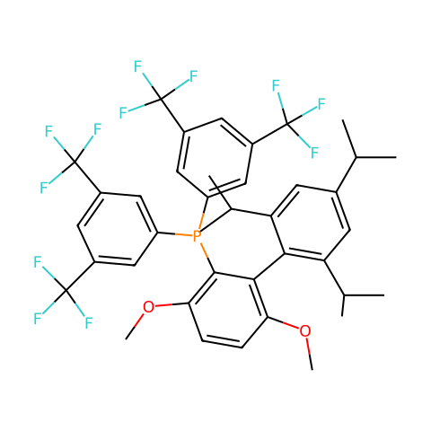 双(3,5-双(三氟甲基)苯基)(2,4,6-三异丙基-3,6-二甲氧基-[1,1-联苯]-2-基)膦结构图