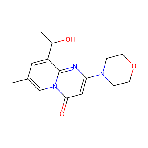 9-(1-hydroxyethyl)-7-methyl-2-morpholino-4H-pyrido[1,2-a]pyrimidin-4-one结构图