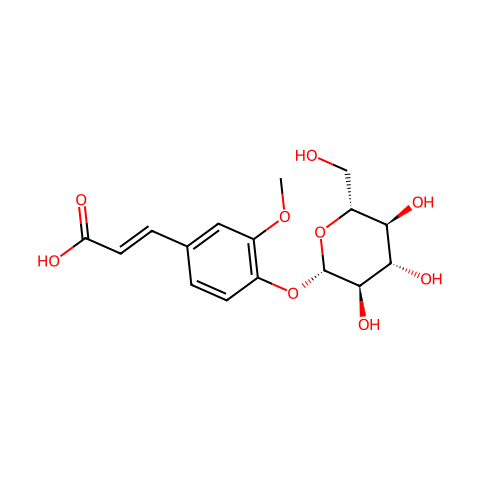 (E)-4-羟基-3-甲氧基肉桂酸4-O-β-D-吡喃葡萄糖苷结构图