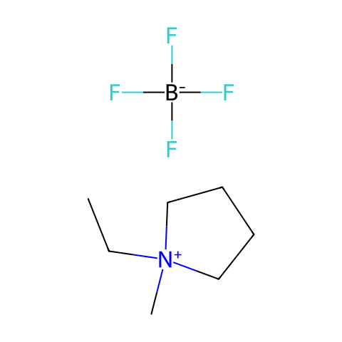 1-乙基-1-甲基吡咯烷鎓四氟硼酸盐结构图