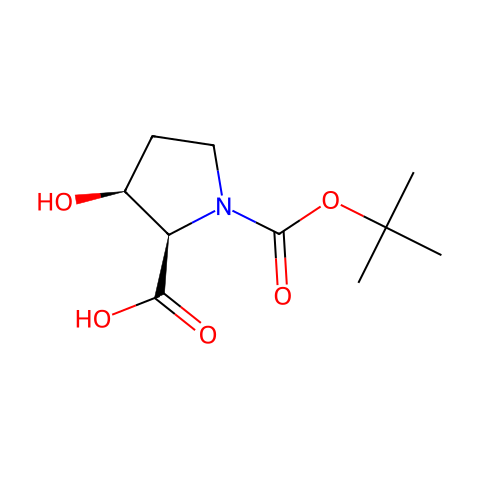 Boc-顺式-3-羟基-D-脯氨酸结构图