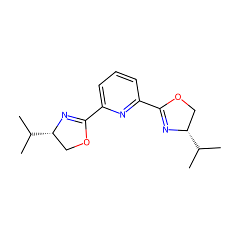 (S,S)-2,6-双(4-异丙基-2-恶唑啉-2-基)吡啶结构图