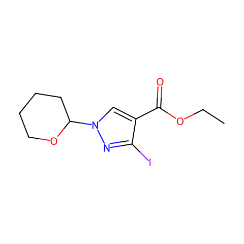 1H-Pyrazole-4-carboxylic acid, 3-iodo-1-(tetrahydro-2H-pyran-2-yl)-, ethyl ester结构图