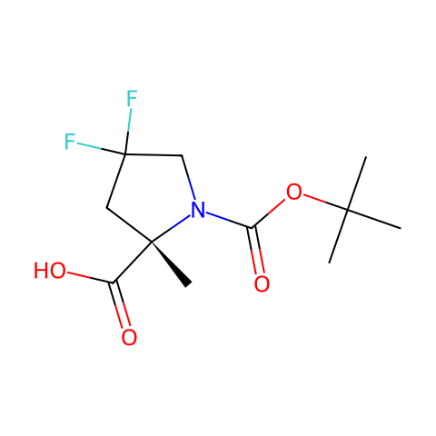 (2S)-1-tert-butoxycarbonyl-4,4-difluoro-2-methyl-pyrrolidine-2-carboxylic acid结构图