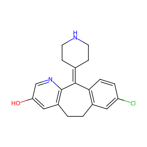 5H-苯并[5,6]环庚烷并[1,2-B]吡啶-3-醇, 8-氯-6,11-二氢-11-(4-哌啶基IDENE)-结构图