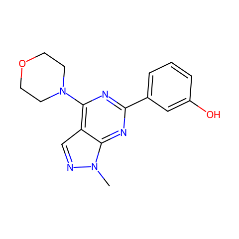 3-[1-甲基-4-(4-吗啉基)-1H-吡唑并[3,4-d]嘧啶-6-基]苯酚结构图