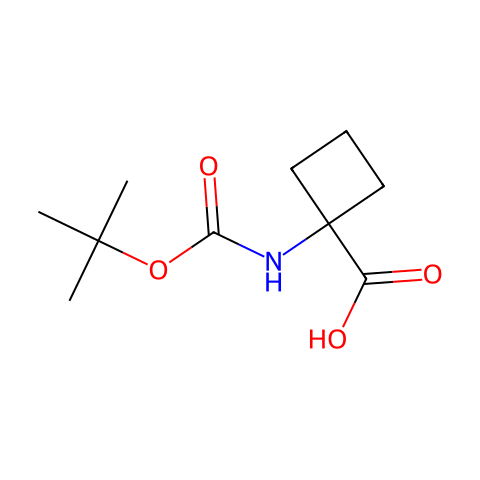 N-Boc-1-氨基环丁烷羧酸结构图