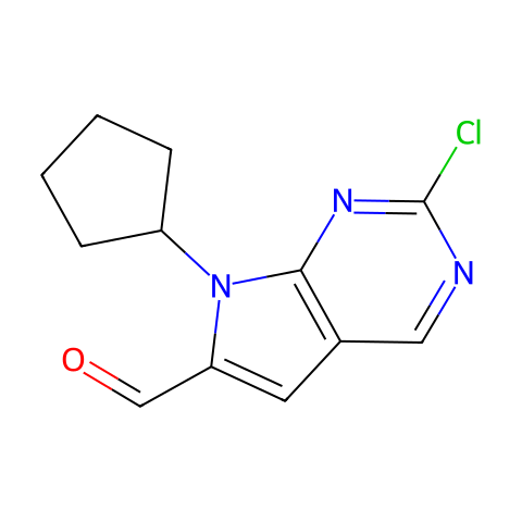 2-Chloro-7-cyclopentyl-7H-pyrrolo[2,3-d]pyrimidine-6-carboxaldehyde结构图