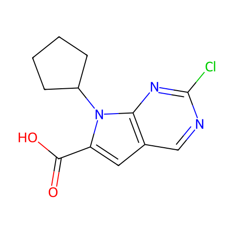 2-Chloro-7-cyclopentyl-7H-pyrrolo[2,3-d]pyrimidine-6-carboxylic acid结构图