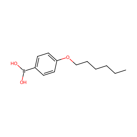 4-己氧基苯硼酸（含不等量的酸酐）结构图