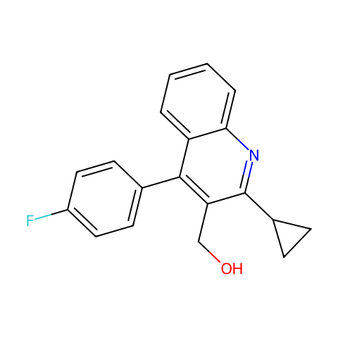 2-环丙基-4-(4-氟苯基)-3-喹啉甲醇结构图