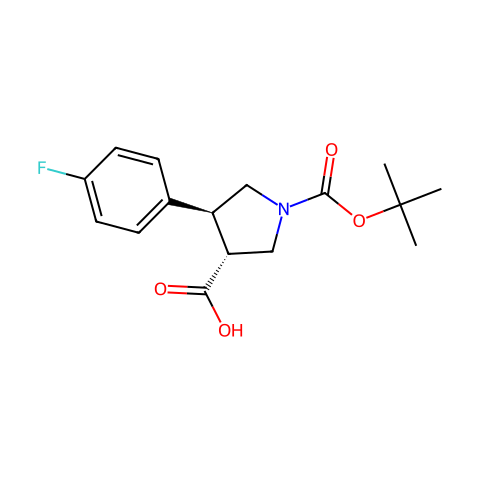 反式-1-[(叔丁氧基)羰基] -4-(4-氟苯基)吡咯烷-3-羧酸结构图