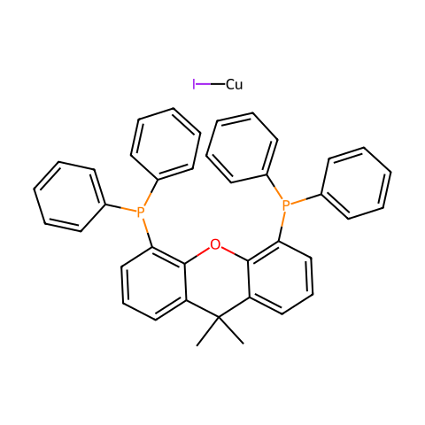 碘[4,5-双(二苯基膦基)-9,9-二甲基氧杂蒽]铜(I)结构图