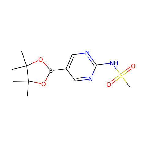 N-(5-(4,4,5,5-Tetramethyl-1,3,2-dioxaborolan-2-yl)pyrimidin-2-yl)methanesulfonamide结构图