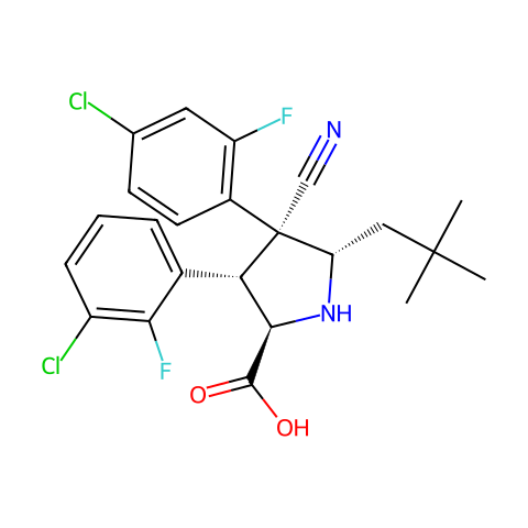 (3S,4R,5S)-rel-3-(3-Chloro-2-fluorophenyl)-4-(4-chloro-2-fluorophenyl)-4-cyano-5-neopentylpyrrolidine-2-carboxylic acid结构图