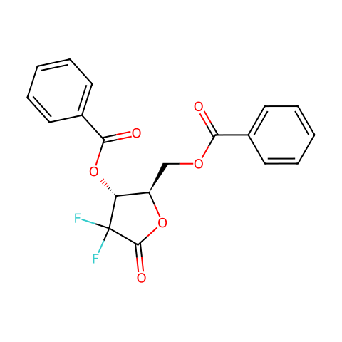 2-脱氧-2,2-二氟-D-赤-戊糖酸γ-内酯3,5-二苯甲酸酯结构图