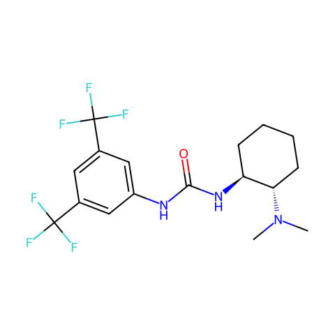 N-[3,5-双(三氟甲基)苯基l]-N'-[(1S,2S)-2-(二甲氨基)环己基]脲结构图