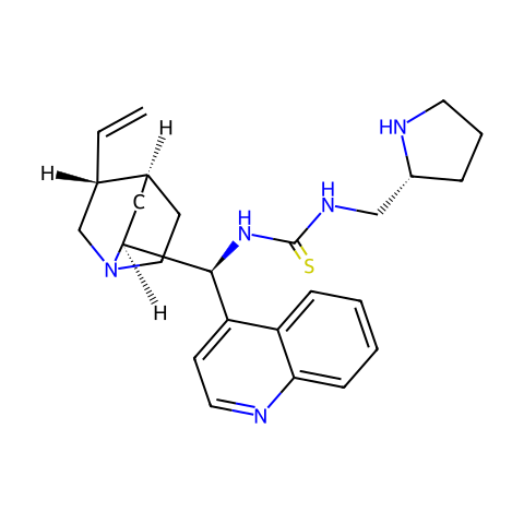 N-[(8Α,9S)-奎宁-9-基]-N'-[(2R)-2-吡咯烷基甲基]硫脲结构图