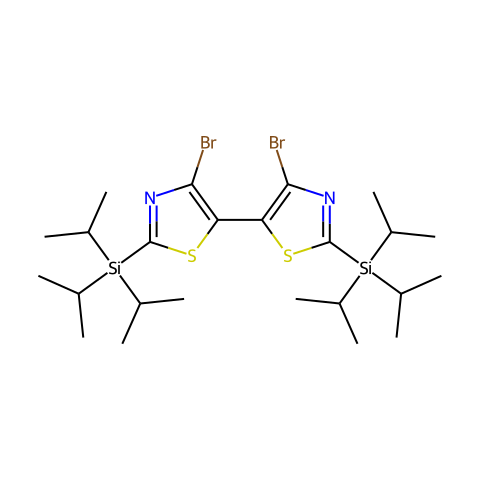 4,4'-二溴-2,2'-双(三异丙基甲硅烷基)-5,5'-二噻唑结构图