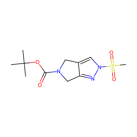 2-(Methylsulfonyl)-2,6-dihydropyrrolo[3,4-c]pyrazole-5(4H)-carboxylic acid tert-butyl ester结构图