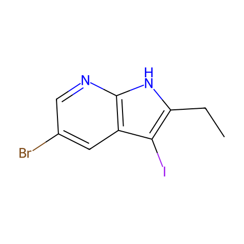 5-溴-2-乙基-3-碘-1H-吡咯并[2,3-b]吡啶结构图