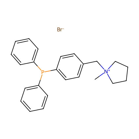 1-甲基-1-[4-(二苯基膦)苄基]吡咯烷鎓溴化物结构图
