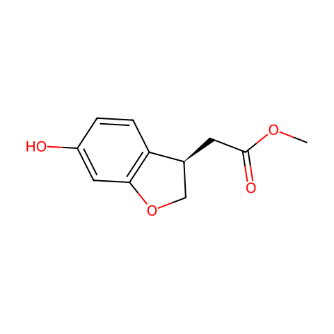 (R)-methyl 2-(6-hydroxy-2,3-dihydrobenzofuran-3-yl)acetate结构图