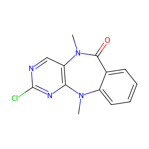 2-chloro-5,11-dimethyl-5H-benzo[e]pyrimido[5,4-b][1,4]diazepin-6(11H)-one结构图