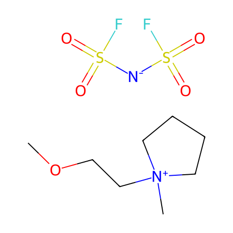 1-(2-甲氧乙基)-1-甲基吡咯烷鎓双(氟磺酰基)亚胺结构图