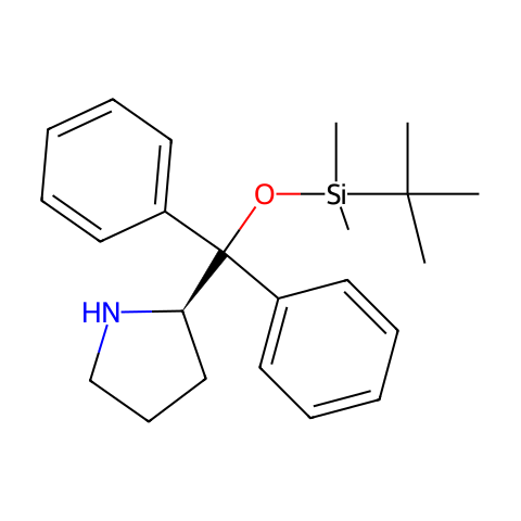 (R)-(+)-α,α-二苯基-2-吡咯烷甲醇叔-丁基二甲基甲硅烷基醚结构图