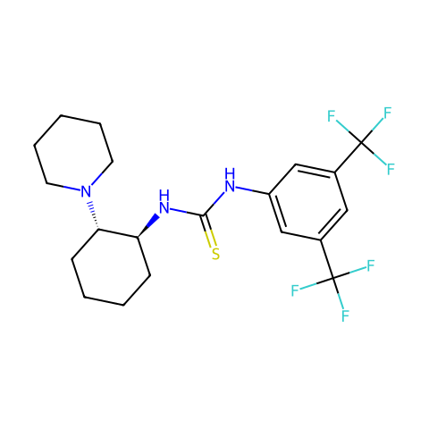 N-[3,5-双(三氟甲基)苯基]-N'-[(1S,2S)-2-(1-哌啶基)环己基]硫脲结构图
