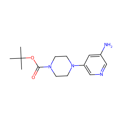 4-(5-氨基-3-吡啶基)-1-哌嗪羧酸，1,1-二甲基乙酯结构图