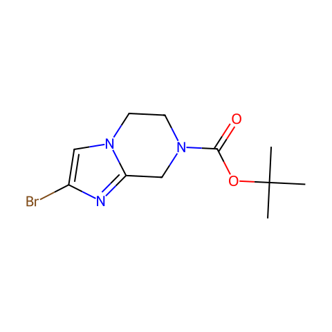 叔-丁基 2-溴-5,6-二氢咪唑并[1,2-A]吡嗪-7(8H)-甲酸基酯结构图
