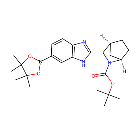 (1R,3S,4S)-3-(6-(4,4,5,5-四甲基-1,3,2-二氧杂硼杂环戊烷-2-基)-1H-苯并[d]咪唑-2-基)基)-2-氮杂二环[2.2.1]庚烷-2-羧酸叔丁酯结构图