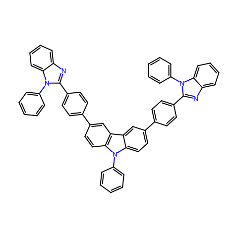 9-苯基-3,6-二[4-(1-苯基-1H-苯并咪唑-2-基)苯基]-9H-咔唑结构图