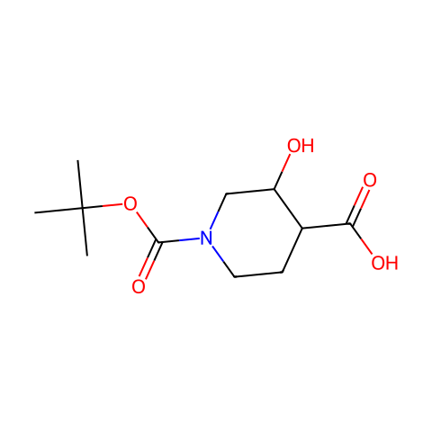 1-(tert-butoxycarbonyl)-3-hydroxypiperidine-4-carboxylic acid结构图