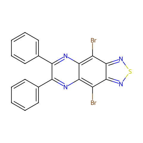 4,9-二溴-6,7-二苯基-苯并[C][1,2,5]噻二唑并[3,4-G]喹喔啉结构图