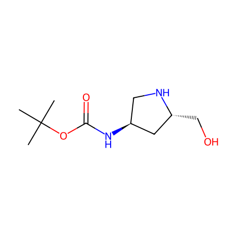 tert-Butyl ((3R,5S)-5-(hydroxymethyl)pyrrolidin-3-yl)carbamate结构图