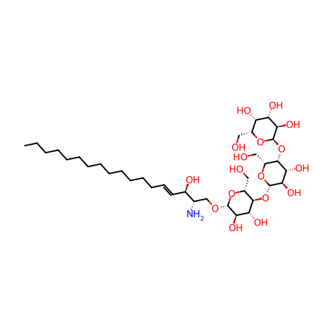 ALPHA-D-GAL-[1->4]-BETA-D-GAL-[1->4]-BETA-D-GLC-1->O-SPHINGOSINE结构图