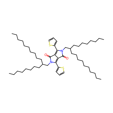 2,5-双(2-辛基十二烷基)-3,6-双(噻吩-2-基)吡咯并[3,4-C]吡咯-1,4(2H,5H)-二酮结构图