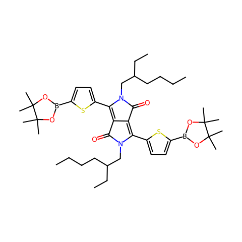 2,5-二(2-乙基己基)-3,6-二(5-硼酸频哪醇酯噻吩基)-吡咯并吡咯二酮结构图