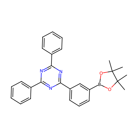 2,4-二苯基-6-(3-(硼酸频哪醇酯-2-基)苯基)-1,3,5-三嗪结构图