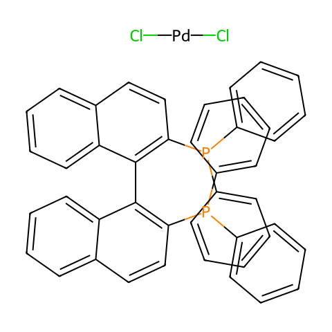 [(S)-(-)-2,2'-双(二苯基膦)-1,1'-联萘]二氯化钯结构图