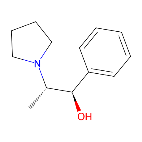 (1R,2S)-1-苯基-2-(1-吡咯烷基)丙烷-1-醇结构图