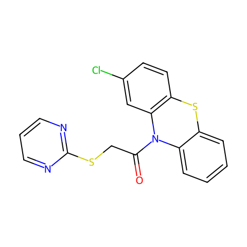 1-(2-氯-10H-吩噻嗪-10-基)-2-(嘧啶-2-基硫基)乙酮结构图