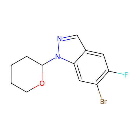 6-BROMO-5-FLUORO-1-(TETRAHYDRO-2H-PYRAN-2-YL)-1H-INDAZOLE结构图